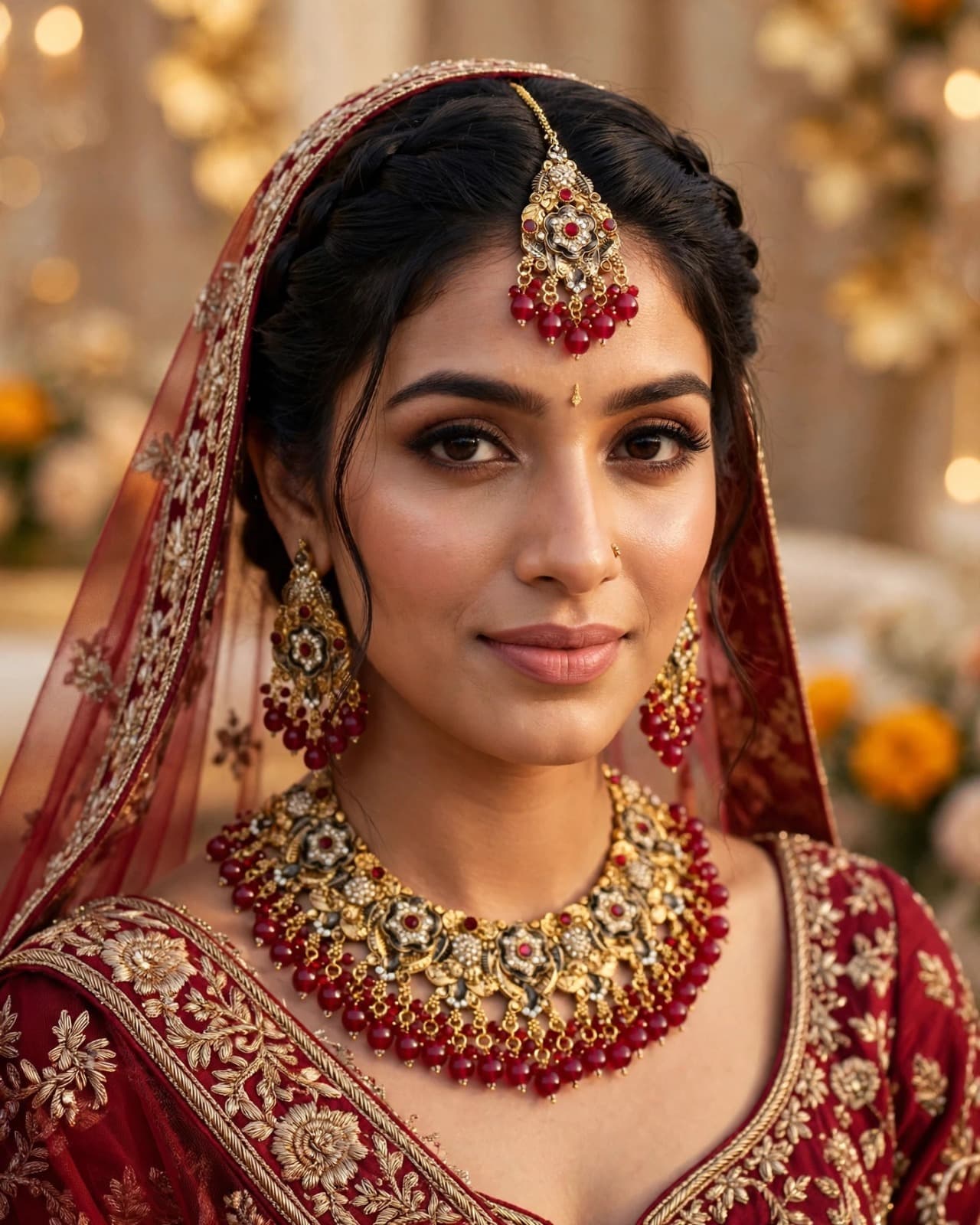 Ruby Floral Bridal Set-Bridal Set - 0103