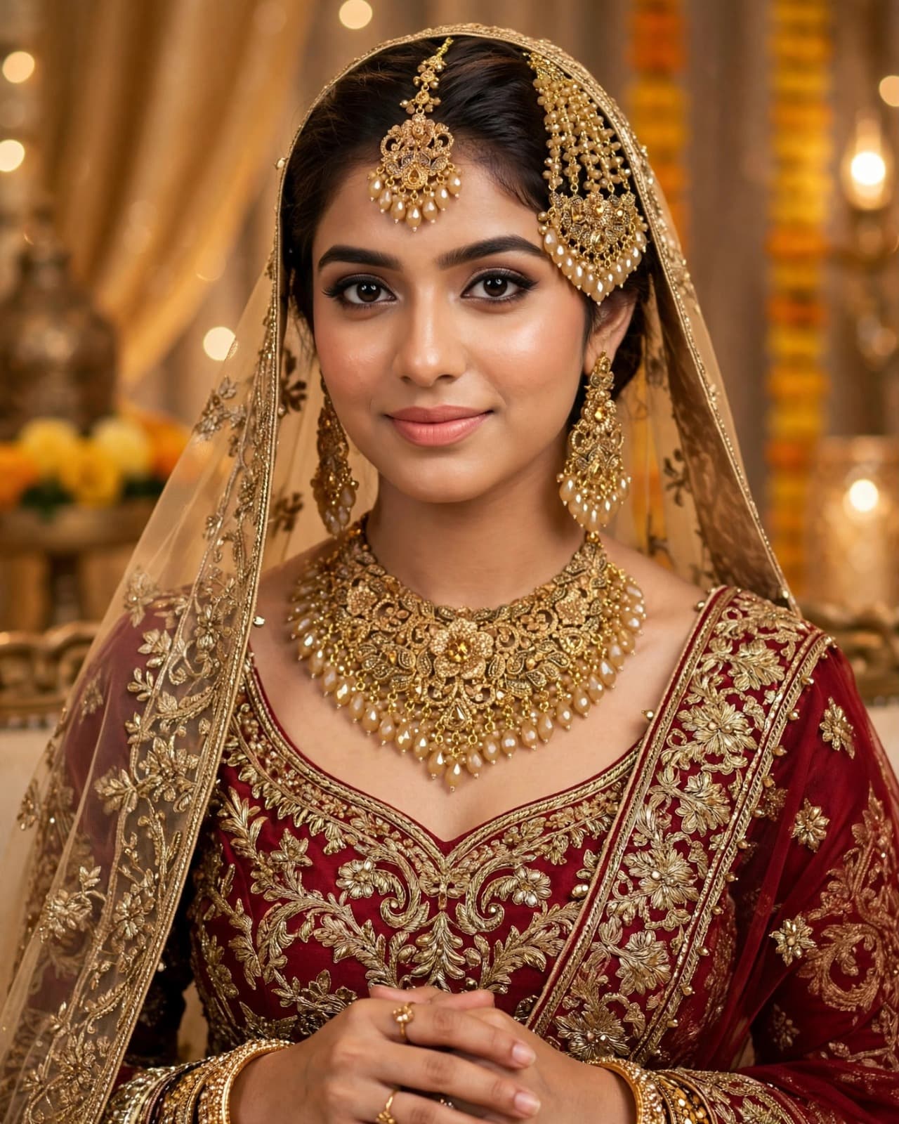Golden Champagne Bridal Set-Bridal Set - 0104