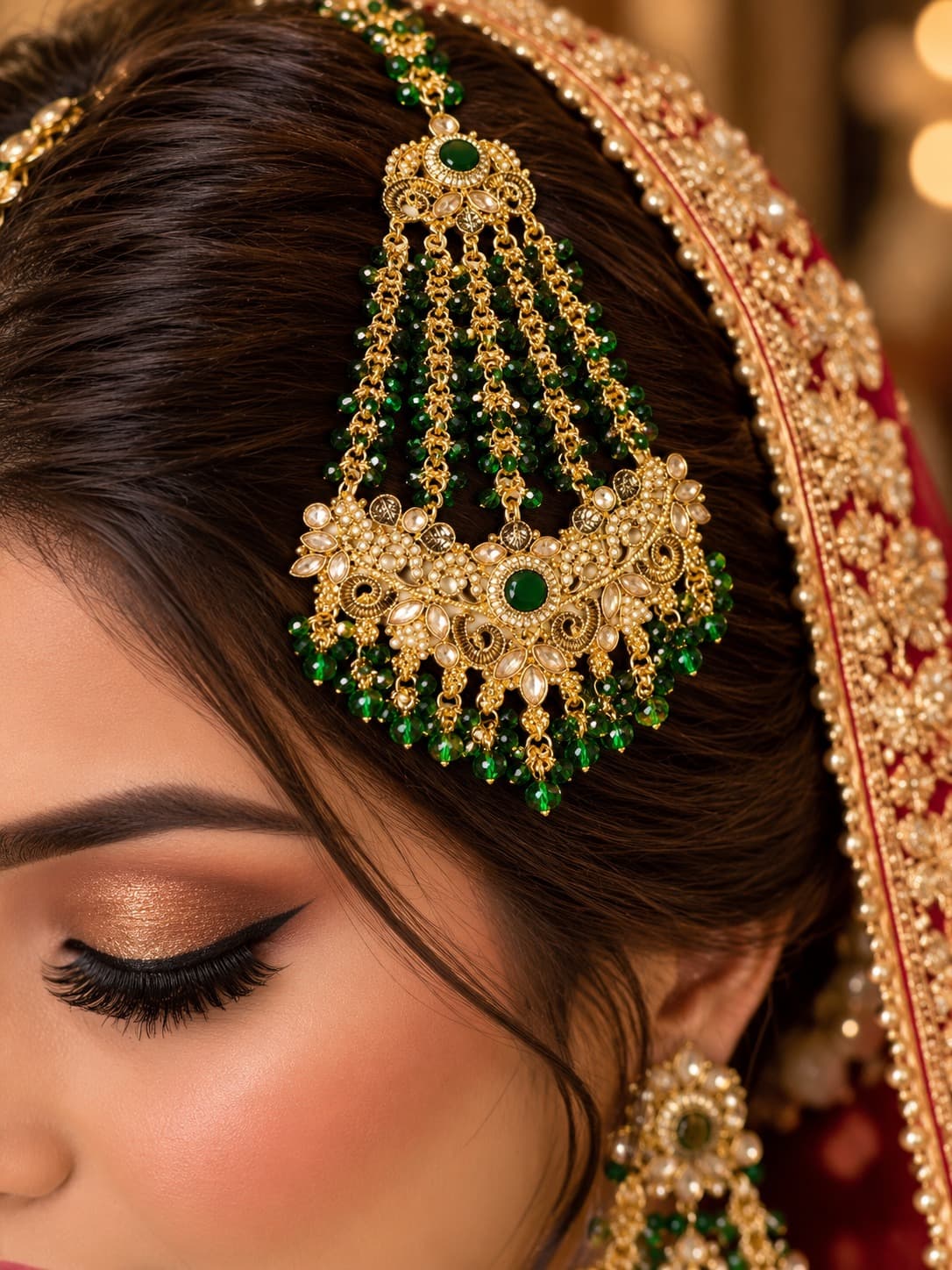 Bottle Green Zircon Jhoomar-Jhoomar - 0115
