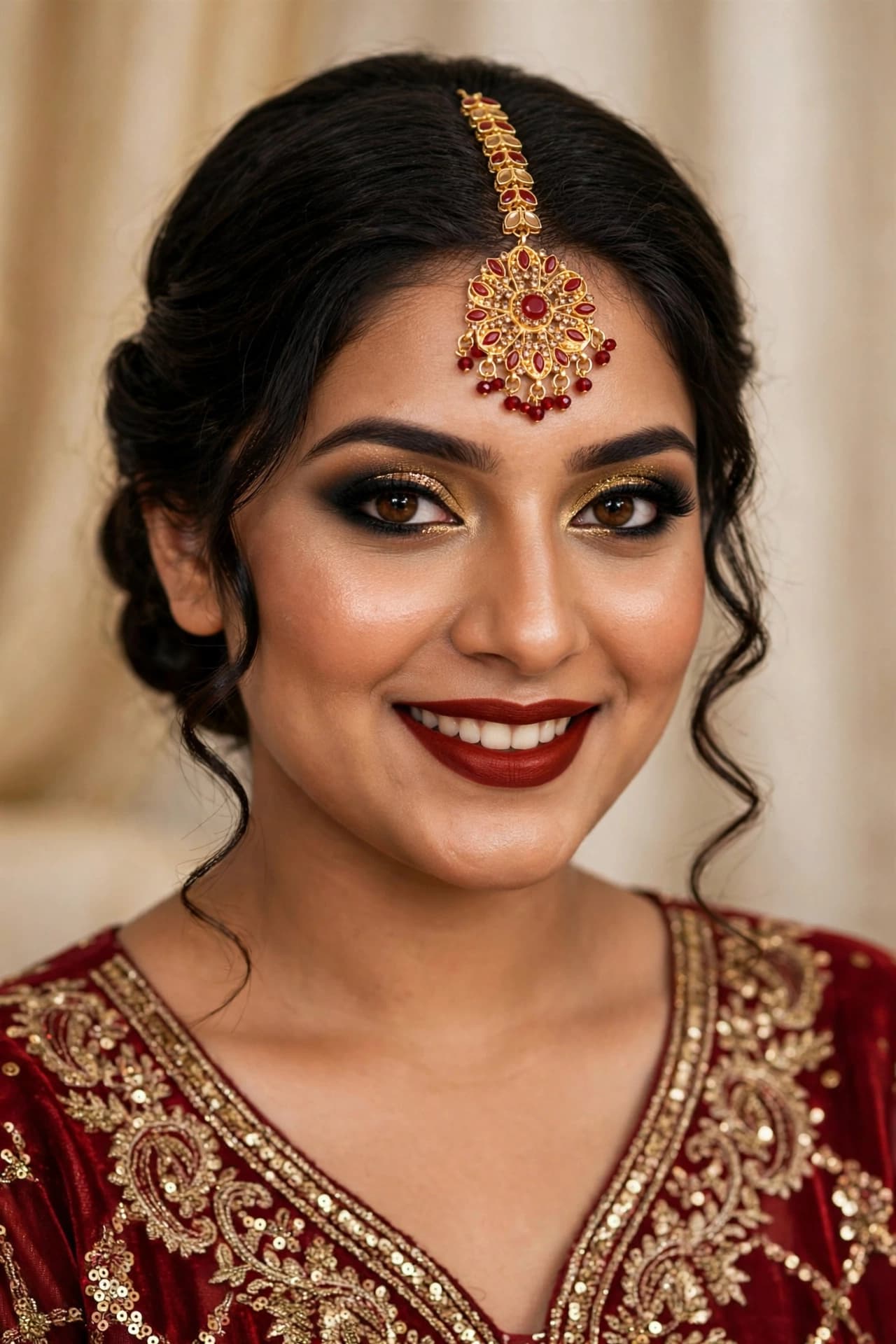 Maroon Kundan Bindiya - Bindiya - 0152