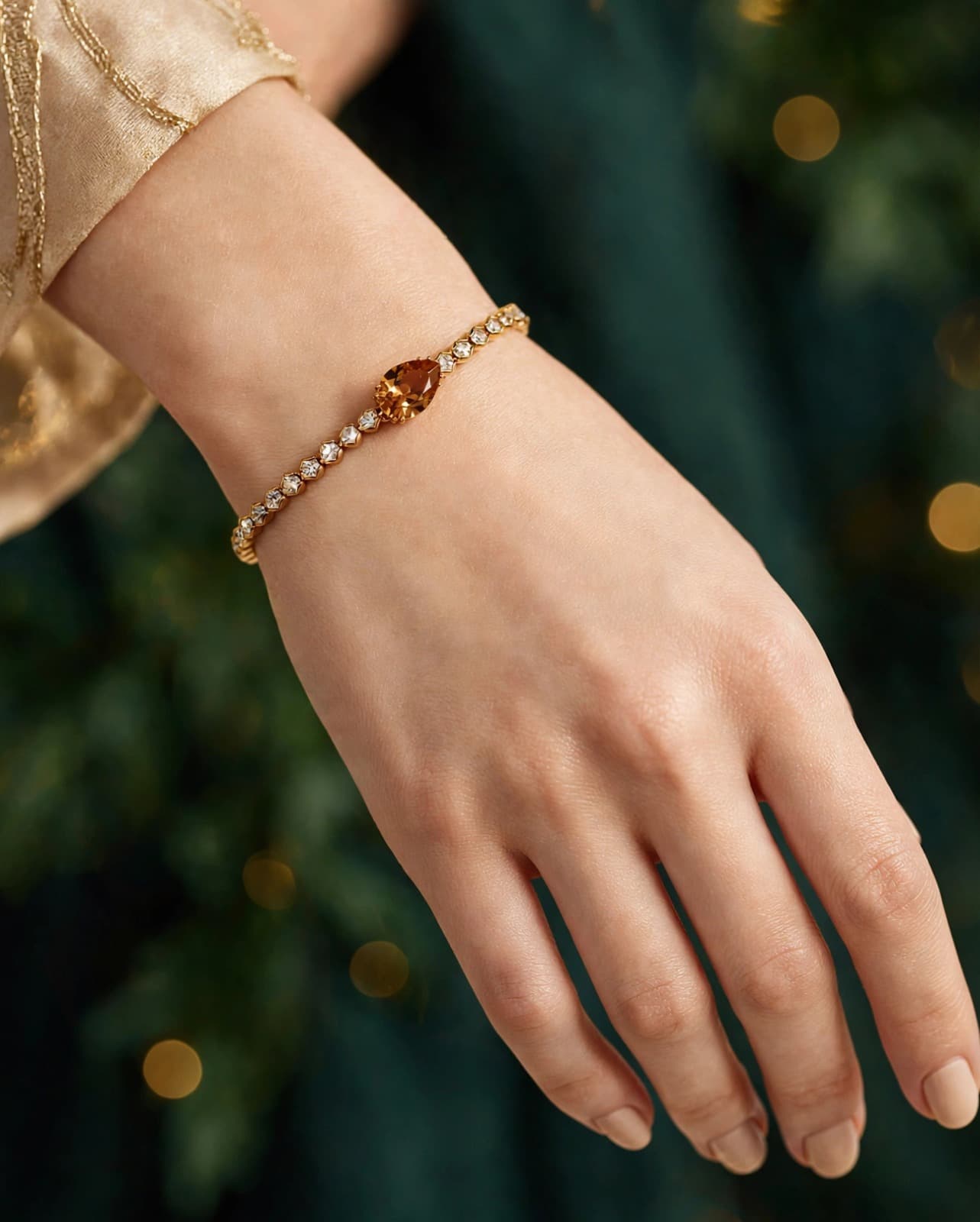 Amber Drop Crystal Bracelet-Bracelet - 0156