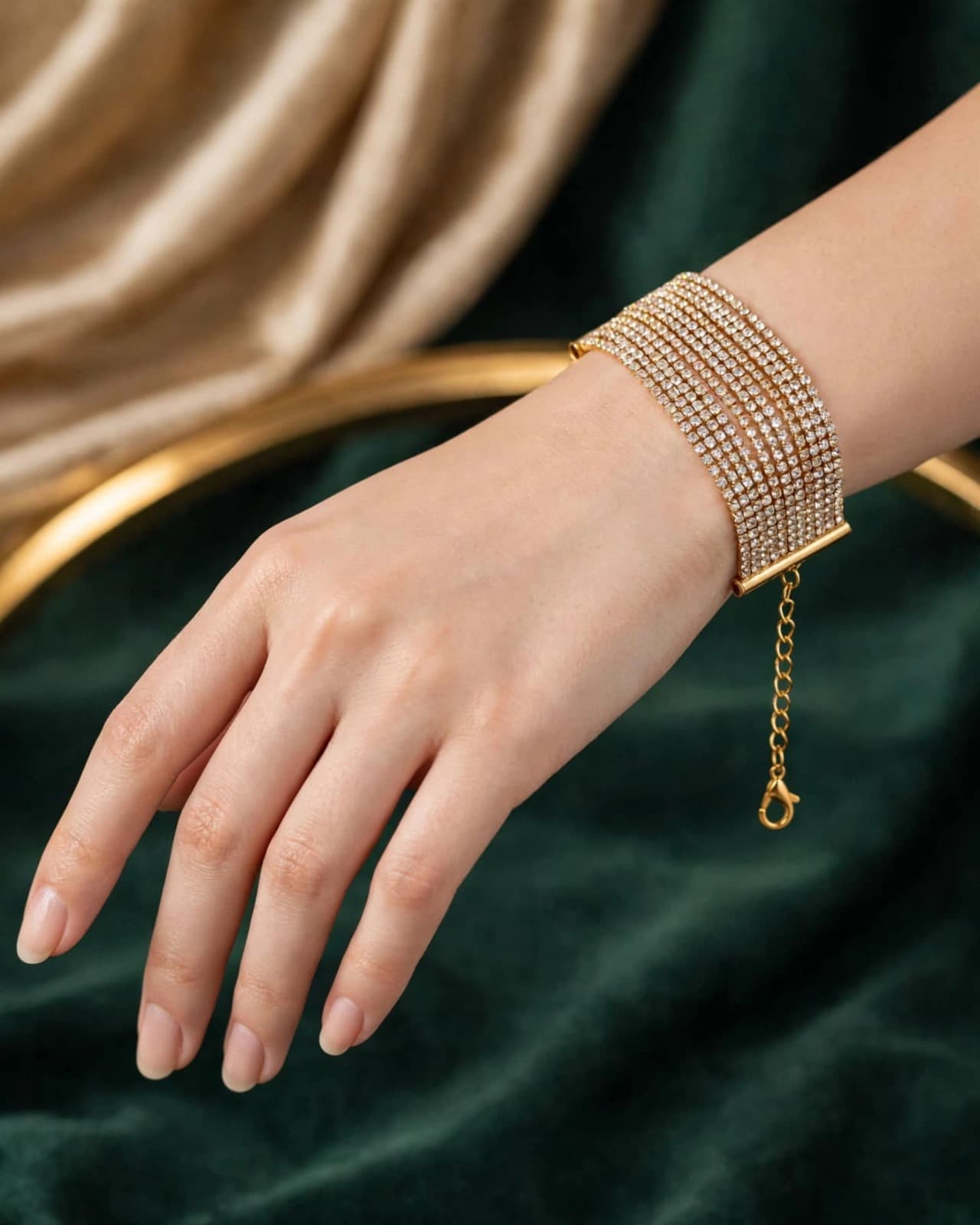 Golden Cascade Crystal Bracelet-Bracelet - 0159