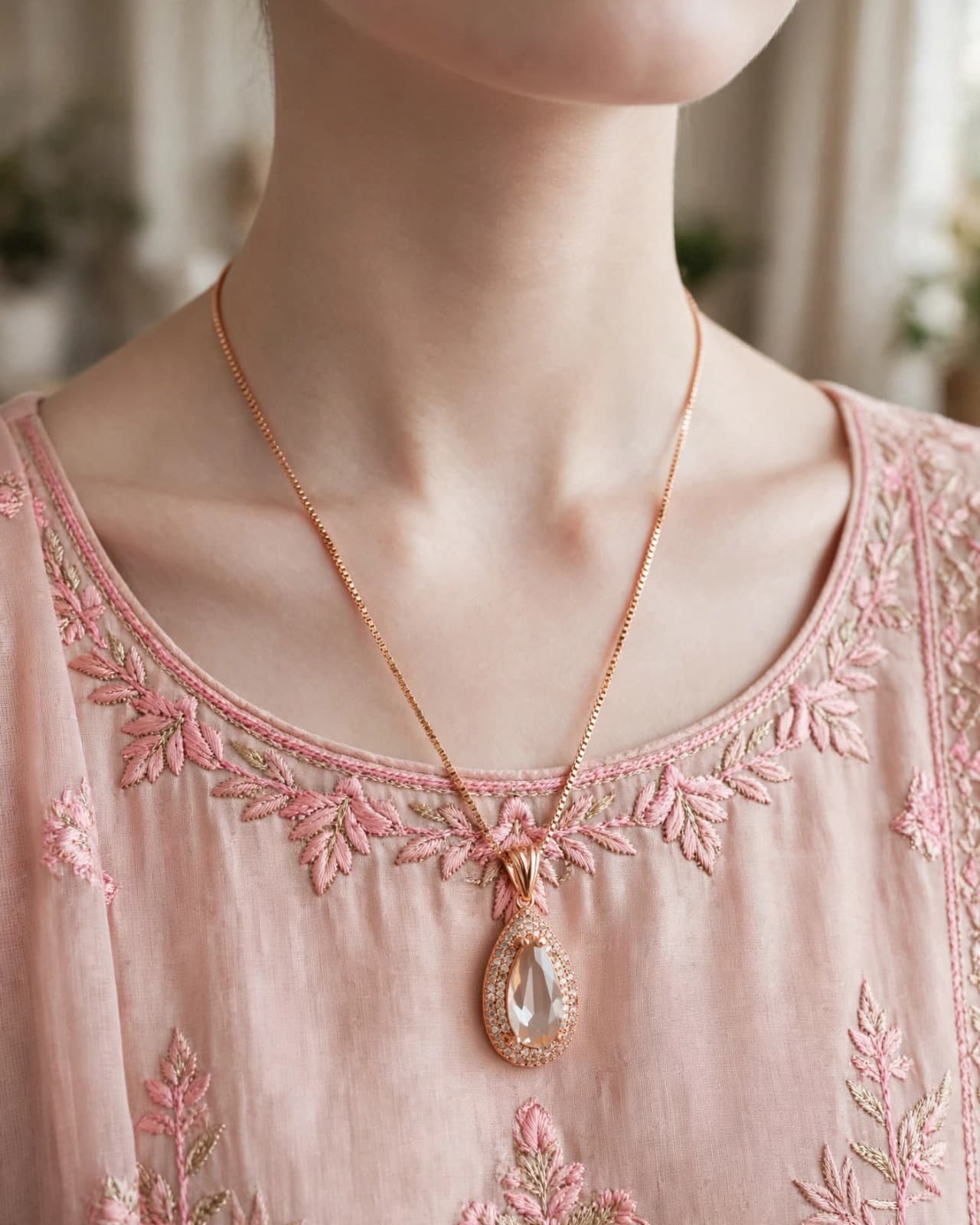 Blush Pear Halo Locket-Locket - 0178