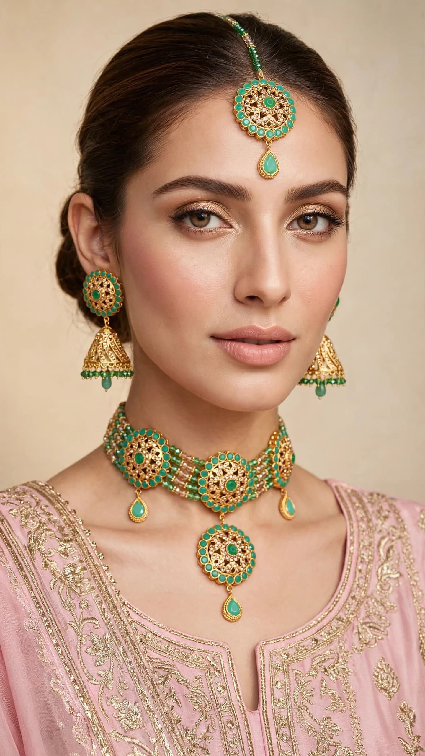 Sea Green Choker Set-Choker Set - 0303